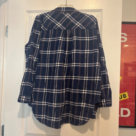 BDG Flannel Shirt Women’s Blue Plaid Oversized Button Urban Outfitters - Picture 5 of 5